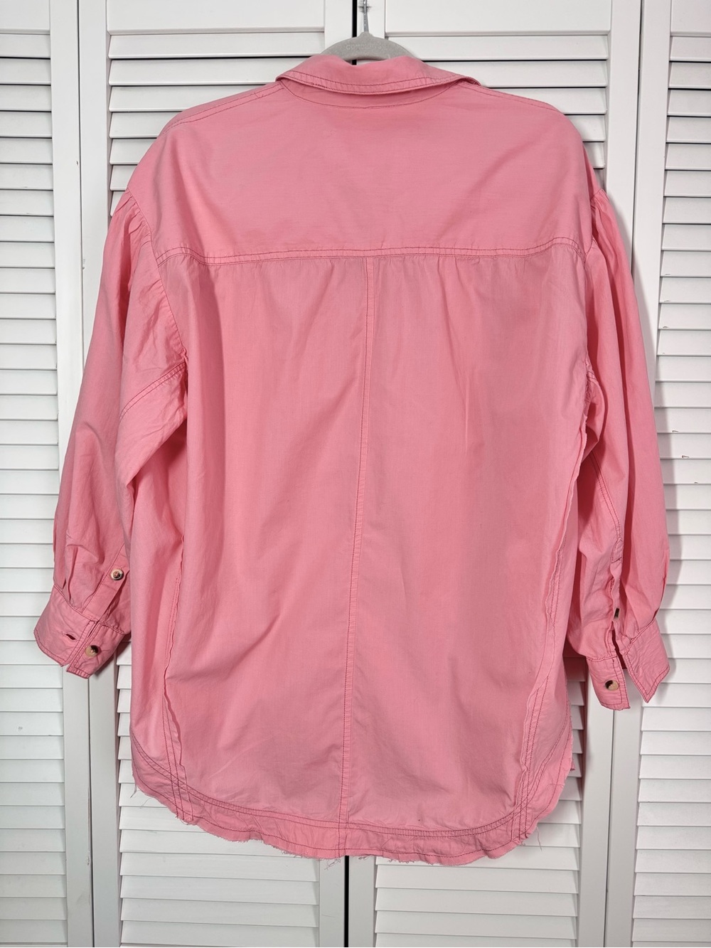 We The Free Happy Hour Solid Poplin Top Pink Free People Oversized Medium - Picture 6 of 11